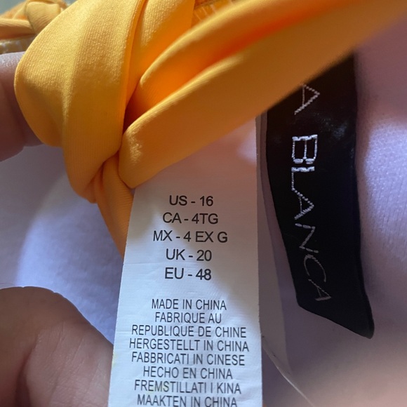 NWOT La Blanka Swim suit floral / Skort Bottom/ Bikini Top yellow size 16 - Picture 3 of 7